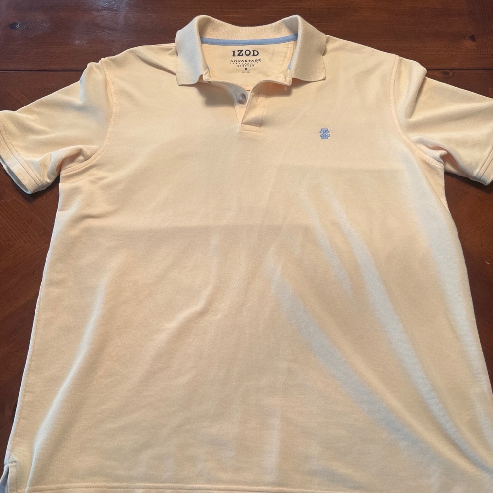 IZOD Polo Shirt Mens Medium Yellow Excellent Advantage Performance Stretch